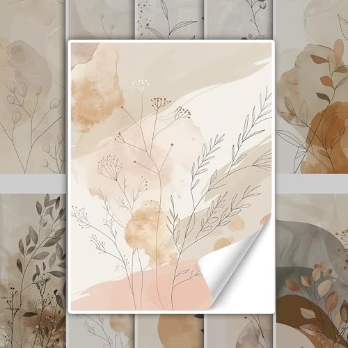 GRAZDesign Boho Fliesenaufkleber Küche Bad, Naturfarben Beige braun, Fliesenfolie selbstklebend - 20x25cm / 50 Stück