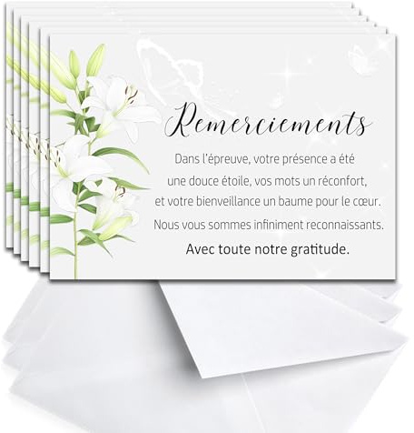 MKISHINE - Lote de 25 tarjetas de agradecimiento - condolencias - funerales - 25 tarjetas con 25 sobres - tamaño A6 - papel mate de calidad (25)