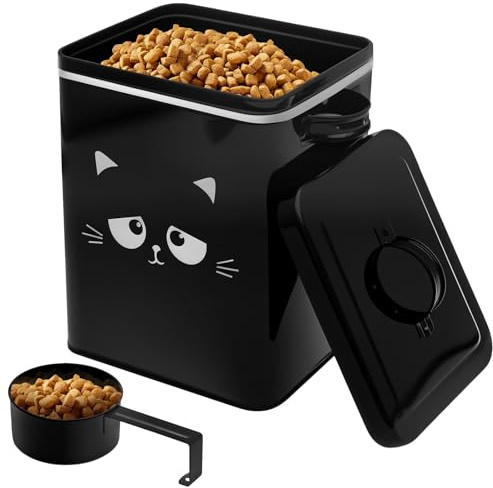 Ghshanog Pet Food Storage Container 6L,Metal Cat Food Container with Airtight Lid and Scoop,Portable Pet Treats Dispenser Dog Cat Animal Dry Food Dispenser Bin for Cats Dogs Birds