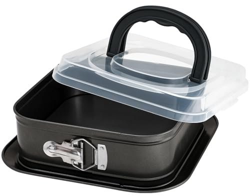 webake Tortiera quadrata da 22,9 cm per cottura, teglie con coperchio 24 × 24 cm, rivestimento antiaderente, per torte e cheesecake