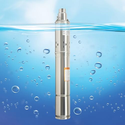 Pompa per pozzi profondi, pompa sommergibile, pompa ad acqua solare, pompa in acciaio inox 0,33 HP, portata massima 80 m, portata massima 1600 l/h, pompaggio dell'acqua, pompa sommergibile per fontana