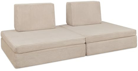 Ehrenkind® Hüpfsofa Kinder mit Taschenfederkern, Spielsofa & Hüpfkissen aus Cord, modulares Kindersofa fördert Motorik & Kreativität, Bezug waschbar, Made in Austria, Natur