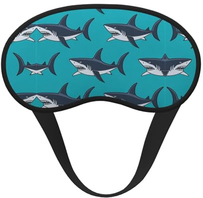 Bequeme, leichte Schlafmaske für die Augen zum Schlafen im Flugzeug oder zur Meditation in der Nacht –, Meer, Hai, Fisch, Kunst, lichtblockierender Augenschutz für Erwachsene, Kinder, Jungen und Te