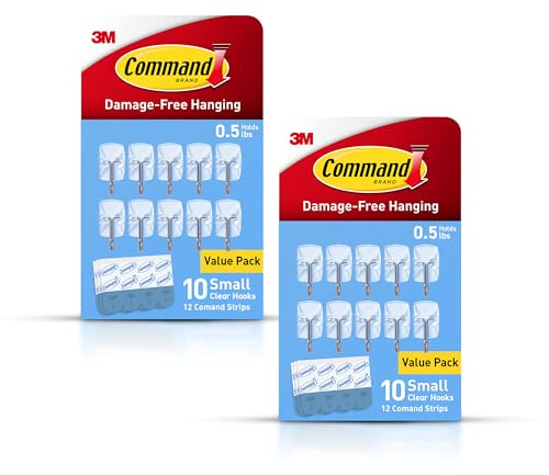 Command Small Clear Wire Toggle Hooks, 20 Wall Hook and 24 Strips, Damage-Free Hanging with Adhesive, Great for Hanging, Organization and Storage, Holds up to 0.5 lb