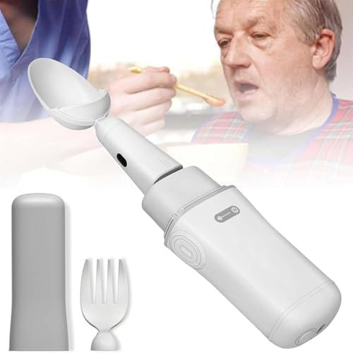 Ensemble cuillère et fourchette stabilisatrices pour les tremblements de la main et l'arthrite, technologie d'équilibre automatique pour un repas plus facile, fonction d'enregistrement des