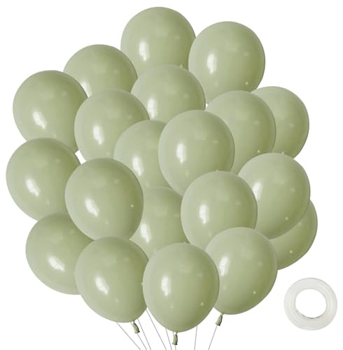 50 Stück Grüne Luftballons, Luftballons Geburtstag 12 zoll, Luftballons Salbeigrün, Ballons grün für Deko Geburtstag, Deko Hochzeit, Party Deko(Grün)