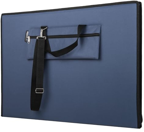 Le'arte Artcase Slim DIN A2 – Harte Künstlermappe, Zeichenmappe A2, Dokumententasche, 67 x 46 x 4 cm, Kunst-Transportmappe, Wasserdicht, Großformat, Hardcover (Denim Blue)