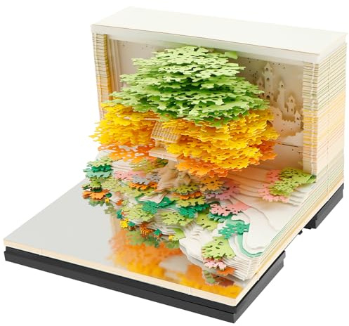 3d Kalender 2026 3d Kalender Abreißen mit Led Licht Kreative Papierskulptur Wunderschön Desktop Dekoration 3d notizblock für Notizblock DIY Papierskulpturen Weihnachten Geschenke (Grün)