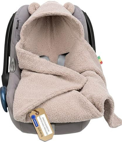 Solvera_Ltd Einschlagdecke Babyschale Herbst Winter Boucle Autositz Beige