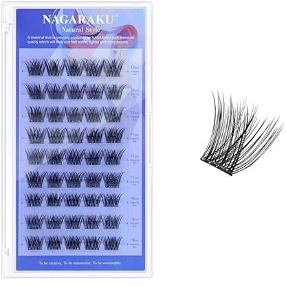 NAGARAKU självhäftande ögonfranskluster 45 stycken gör-det-själv volym utseende utan lim och borttagare återanvändbar enstegs användning mjuka tunna lash kluster naturliga ögonmakeup 0,07 mm C 10/11