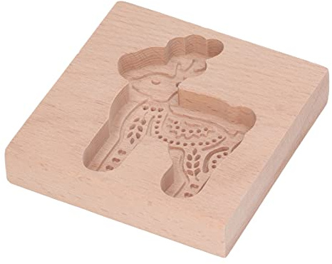 BTOSEP Moule à Biscuits en Bois sculpté, Cuisine, Pain D'épice, Presse à Biscuits, Moule de Gaufrage (Biche)