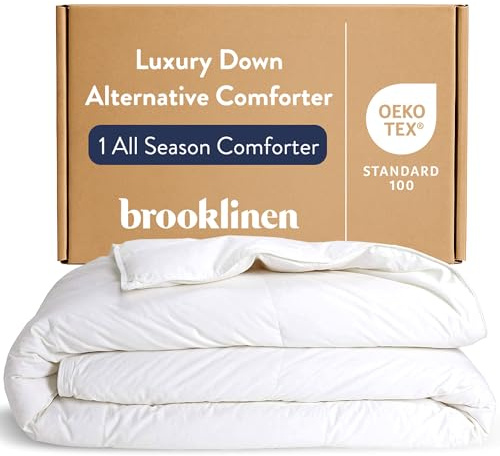 Brooklinen Luxury All-Season Down Alternative Comforter - King/Cali King - Soft Cloud-Like Duvet Insert - 100% Cotton Sateen Shell, Recycled Fill, Baffle Box Construction - Breathable All-Year Bedding