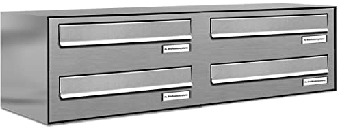 AL Briefkastensysteme 4er Briefkasten für Tür/Zaundurchwurf in V2A Edelstahl, 4 Fach, wetterfeste Premium Briefkastenanlage Design modern