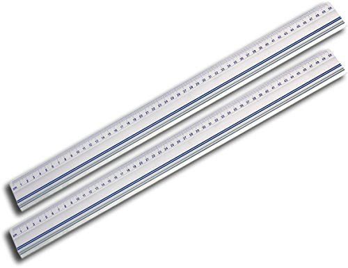 Unbekannt Wedo 525450 Schneidelineal aus Aluminium mit Stahlkante und rutschsicherer Gummieinlage, 50 cm (2er Pack)