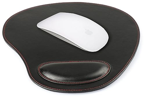 Londo Tappetino per Mouse Ovale in Pelle con Poggiapolso, Tappetini da scrivania, Mousepad