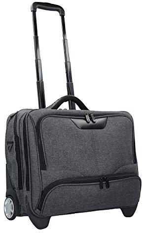 Pilotenkoffer Trolley Aktenkoffer Umhängegurt Koffer 47 cm Grau Canvas Bowatex