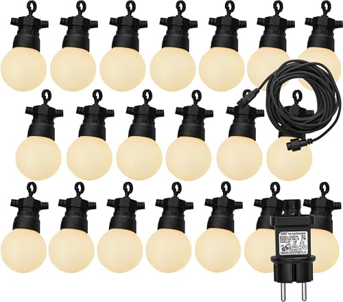 Luxform Lighting Honolulu Mains 24V LED Festoon Pergola Outdoor Garden String Lights Set 20 G50 Bulbs 12M