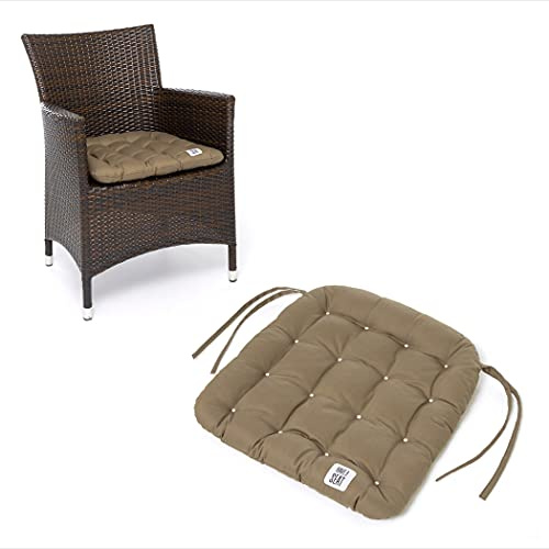 HAVE A SEAT Luxury | Sitzkissen 48 x 46 cm (2 St.) - bequemes Stuhlkissen - orthopädisch, wetterfest, waschbar bis 95° C, Trockner geeignet - Made in Germany (48x46 cm - 2er Set, Goldbraun)