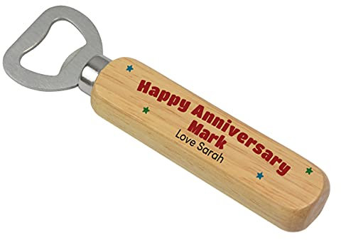 Anniversary Wooden Bottle Opener Gifts for Him - PERSONALISED Anniversary Gifts for Husband Boyfriend Men - 1st 2nd 5th 10th 25th Wood Anniversary Gifts - Anniversary Gifts for Couples