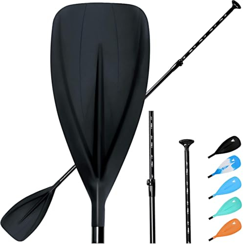 SUP-Paddel – verstellbare 3-teilige Stand-Up-Board-Paddel, schwimmender Schaft aus Aluminiumlegierung, einfach verstaubar, für Reisen, SUP-Schwarz