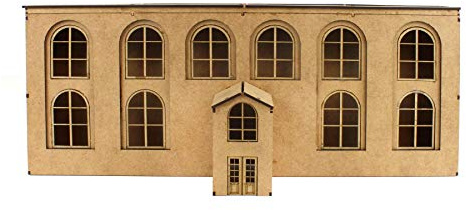 War World Scenics Modellbau MDF Gebäude - Niedrigprofil Fabrik - Spur 00/H0 Modellbahn Maßstab Modelleisenbahn Diorama Werke Struktur Modell Landschaftsbau Geländebau
