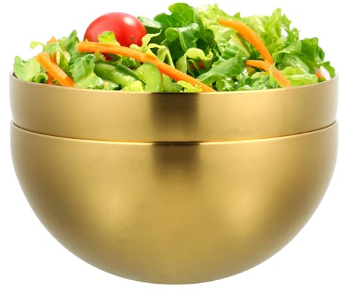 Zerodeko Ciotola Insalata in Acciaio Inossidabile 5.91 Pollici Multifunzione Per Riso Zuppa Frutta E Verdura Resistente Facile Da Pulire Per Casa Ristorante Hotel