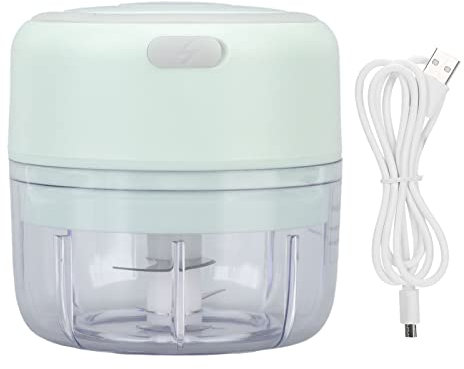 Jauarta Mini Elektrisch Zerkleinerer, 100 ml Kapazität, Knoblauchhacker Klein mit USB-Aufladung, Tragbare Küchenmaschine Baby-Futter/Chili/Oignon/Nüsse/Garlic (100ML)(Grün)