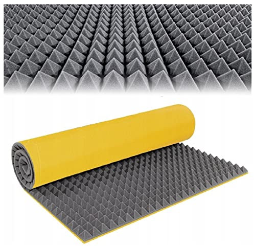 Dämmmatte Pyramiden Dämmung Noppenschaumstoff Akustikschaumstoff Selbstklebend Schallschutz Isolierung Schaumpyramide für Tonstudio 200x100 cm (Stärke 7 cm)