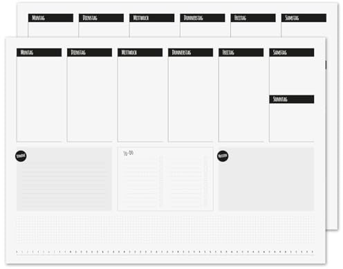 younikat 2er-Set Schreibtischunterlagen To-do Planer schlicht DIN A2-dv1194 | 2 Schreibtischunterlagen mit To-do-Planer, praktische Felder für Termine, Aufgaben und tägliche Notizen