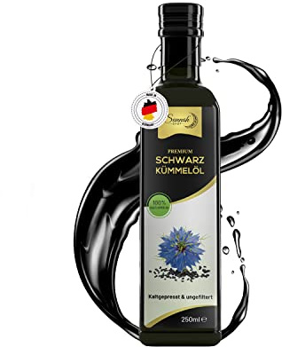 Sunnah Shop® Svart kumminolja, ofiltrerad och kallpressad, 250 ml, 100 % naturlig ren från äkta egyptisk nigella Sativa