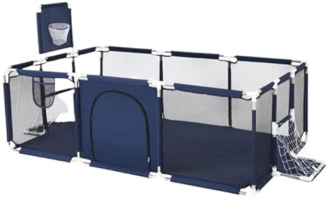 YAZOCO Laufstall Baby 122x182cm Laufgitter Absperrgitter mit atmungsaktivem Netz Schutzgitter Krabbelgitter für Kinder, große Sicherheitsspielplatz Baby Laufstall (Blau 129x190cm)