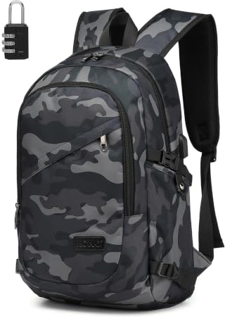Kono Laptop Backpack, 15.6 inch Laptop Bag with USB Charging Port, Water Resistant Rucksack for Men Women Work Business College School Travel