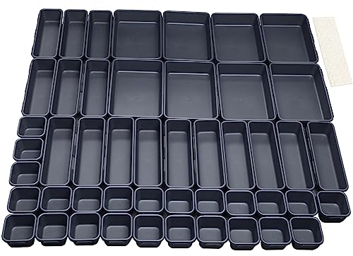Nuts OT nuts Schubladen Einlagen 48 Stk Trennsystem Gewürz Organizer Schublade Schwarz Trenner Bad Organizer Boxen Set mit 40 Silikon-Anti-Rutsch-Kugel Hemnes Kommode Küche Schreibtisch Utensilien