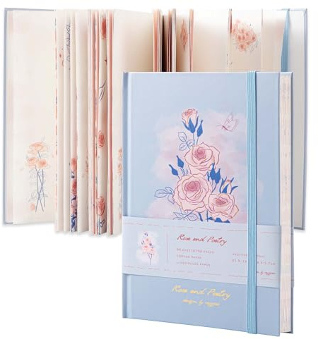 MGGAO Blaues personalisiertes Schmetterlings-Tagebuch, Rosen | Tagebuch zum Schreiben, A5-Hardcover-Notizbuch für Erinnerungen, Skizzen, Männer, Frauen, Mädchen
