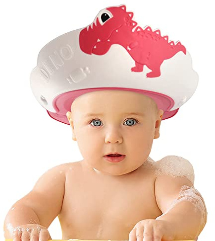FUNUPUP Baby Shower Cap Kids Hair Washing Shield, Soft TPE Silicone, Red