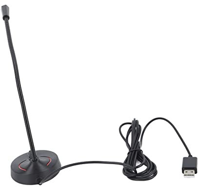 Airshi Microfono da Tavolo a Collo di Cigno, 360 Gradi Pick Up Microfono da Tavolo Cablato Portatile compatibilità Plug and Play per Sala Conferenze (USB)