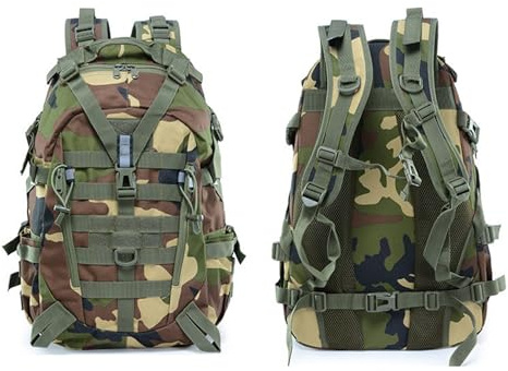 YZNLOQ Molle Sac à dos tactique militaire 25 l pour homme, sac à dos de randonnée camping avec bande lumineuse, sac à dos de chasse en plein air, Motif camouflage, 49*30*21cm