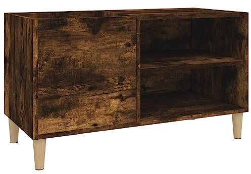 Tidyard Mobile Porta Dischi,Armadietto Porta CD,Supporto per Giradischi,Mobiletto Multiuso,Mobili Soggiorno,Libreria per Soggiorno,Armadio di Stoccaggio,Rovere Fumo 84,5x38x48 cm in Legno Multistrato