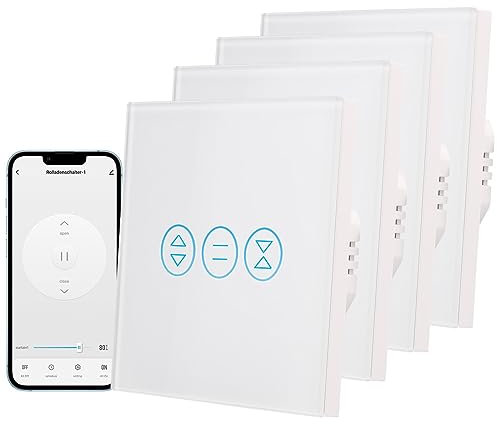 Interrupteur Volet Roulant Connecté WiFi, Contrôle de Pourcentage, Commande Vocale et Contrôle à Distance Interrupteur de Rideau Compatible avec Alexa et Google Home, Commutateur Stores Rideau
