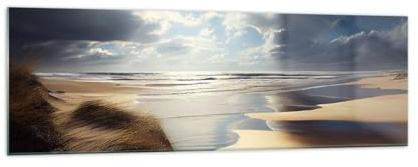 Panorama Bilder auf Glas 160x50cm Glasbild Strand Meer Dünen Groß XXL Wanddeko Bild im Glas Schlafzimmer Küche Wandbilder Dekoration Wohnzimmer Modern Wall Decor Wand Kunstdruck Art GAB160x50-5800