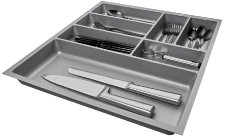 SO-BOX 3 Besteckkasten Breite 49,1 cm, Tiefe 47,3 cm mit silbergrauer Kanvas-Struktur für 60er Schubladen von Nobilia ab August 2012 und weitere Küchen