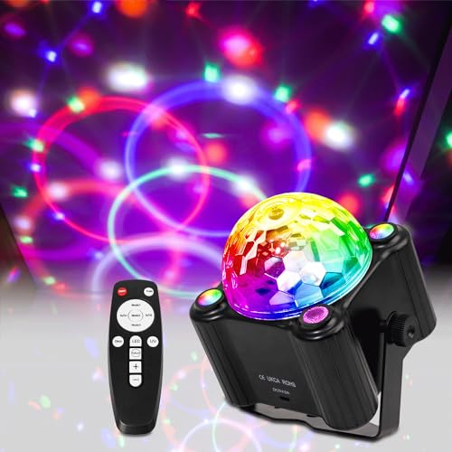 Disco Ball Party Lights Indoor/Outdoor- 9W Sound Activated LED Colorful DJ Strobe Light for Dance Parties/Rave Home/Club/Karaoke/Stage Light for Halloween Christmas Party Decorations