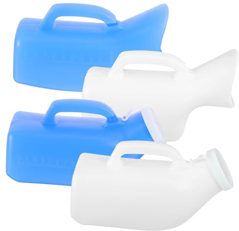 Botella de Orina Portátil de Plástico Tapa, 1200ml, 4 Piezas | Uso Doméstico y Viaje, Diseño Ligero y Resistente, Capacidad Grande, para Adultos y Personas Mayores