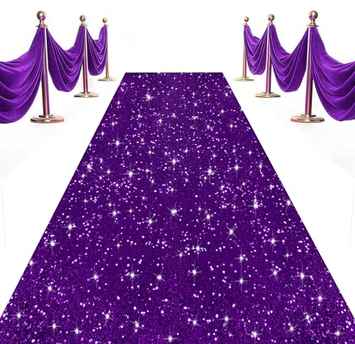 OMKSIH Purple Carpet Runner for Party Wedding Aisle Runners 2x15FT Sequin Aisle Runner for Wedding Ceremony Glitter Aisle Runner Rug Outdoor Carpet Runner for Wedding Bridal Shower Party Decorations