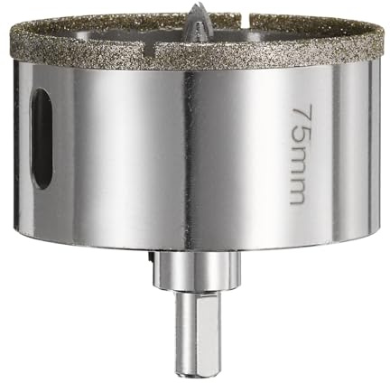 sourcing map Foret diamant - Scie cloche excentrique de 75 mm avec centre de guidage pour verre, céramique, marbre, porcelaine, carrelage, quartz et pierres précieuses d'aquariums