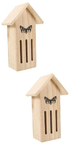 Sosoport 2stücke Holz Schmetterlingshaus Für Garten Outdoor Futterstation Und Natürlicher Lebensraum Für Schmetterlinge Wetterfest Und Einladend Für Gartenliebhaber