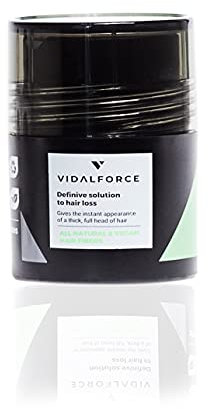 VIDALFORCE Fibres Capillaires Naturelles 5g – Poudre Volumisante 100% Végétale contre la Chute de Cheveux – Résiste à la Transpiration & Pluie – Fibres Châtain Foncé – Résultat Naturel Immédiat