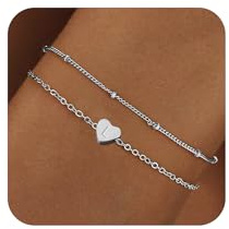RMMD Herz Armband Damen - Silber Armbänder mit Buchstaben L Initiale Armband Namensarmband Silber Buchstaben Armbänder Damen Geburtstagsgeschenk Geschenk für Frauen Mädchen