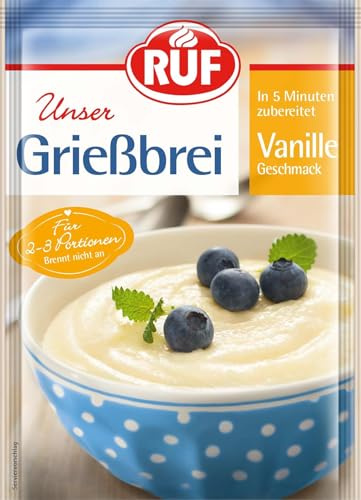 RUF Griessbrei Vanille, 2-3 Portionen als Dessert, Zwischenmahlzeit oder süße Hauptspeise, fertig in nur 5 Minuten (Packung mit 10)