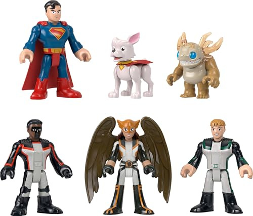 Fisher-Price Imaginext Multipack de figuras de acción de Superman, 6 personajes de 7,6cm, conjunto coleccionable con Krypto y Kaiju, JDL09